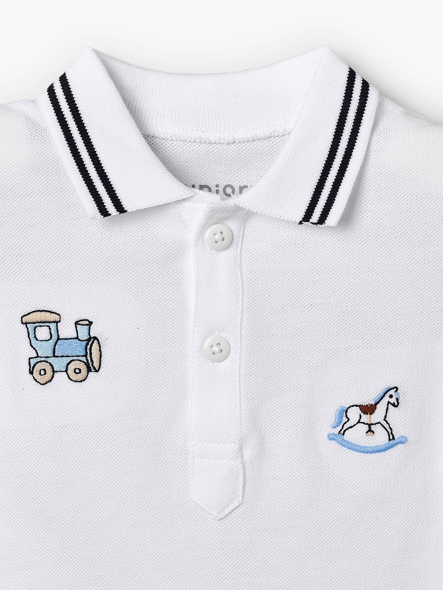 Collared Short Sleeves Polo T-Shirt and Shorts Set with Embroidery