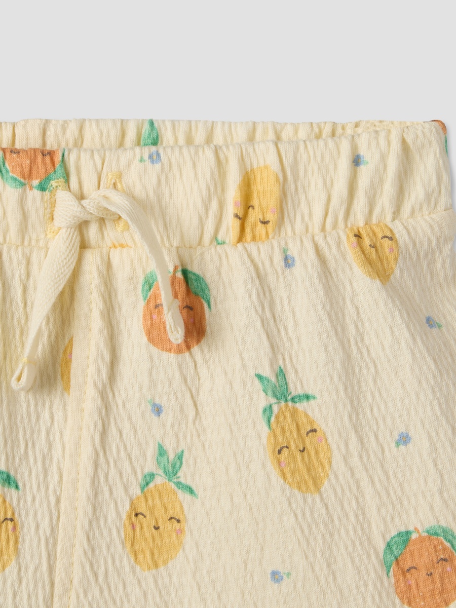 Crew Neck Short Sleeves Top and Shorts Set with Fruit Print