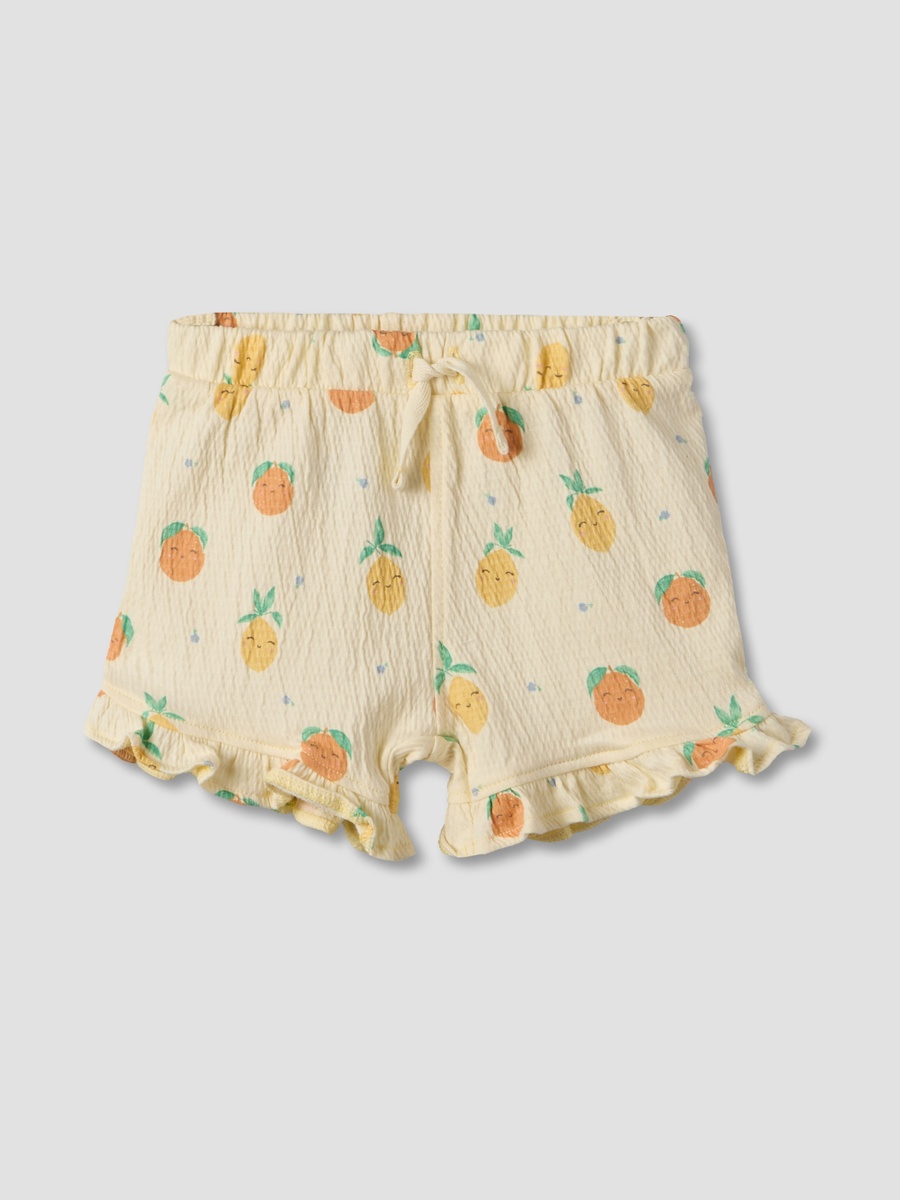 Crew Neck Short Sleeves Top and Shorts Set with Fruit Print