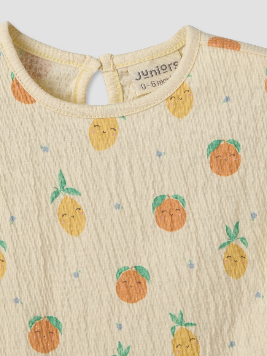 Crew Neck Short Sleeves Top and Shorts Set with Fruit Print