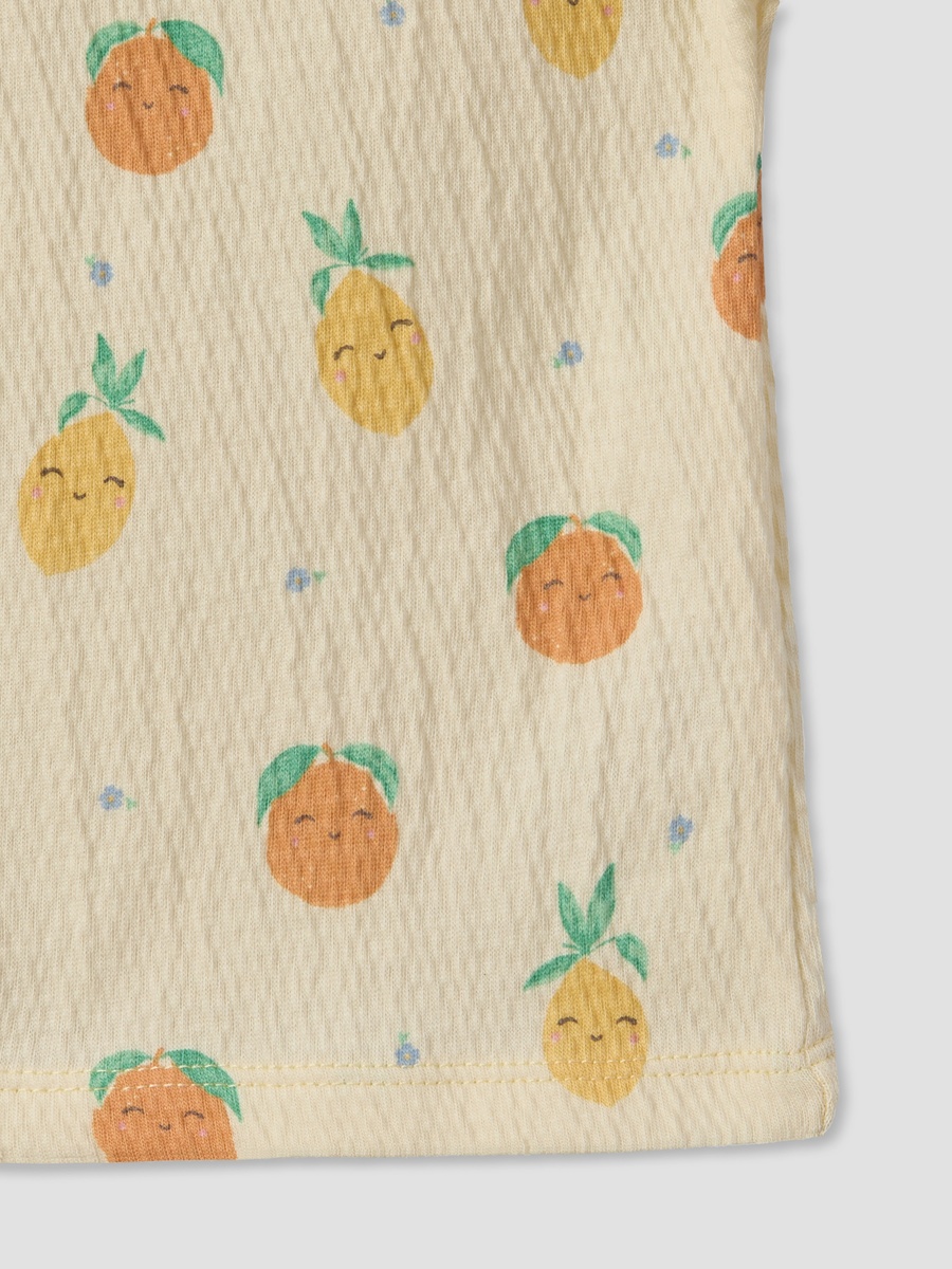 Crew Neck Short Sleeves Top and Shorts Set with Fruit Print