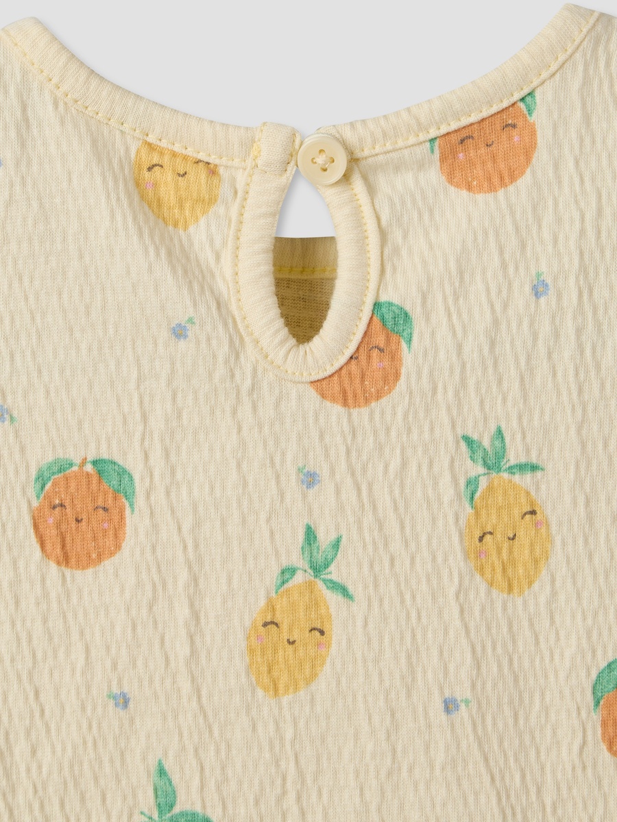Crew Neck Short Sleeves Top and Shorts Set with Fruit Print
