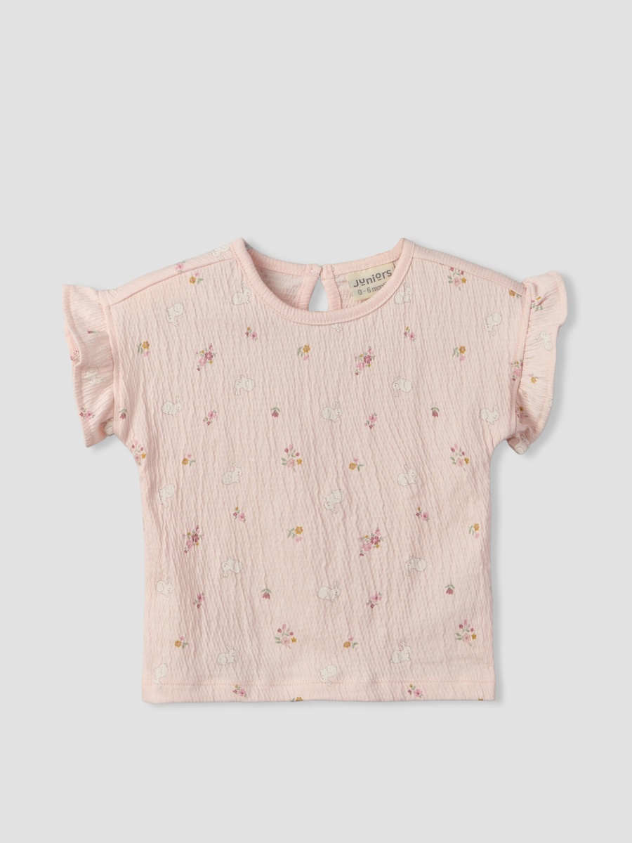 Crew Neck Short Sleeves Top and Shorts Set with Floral Print