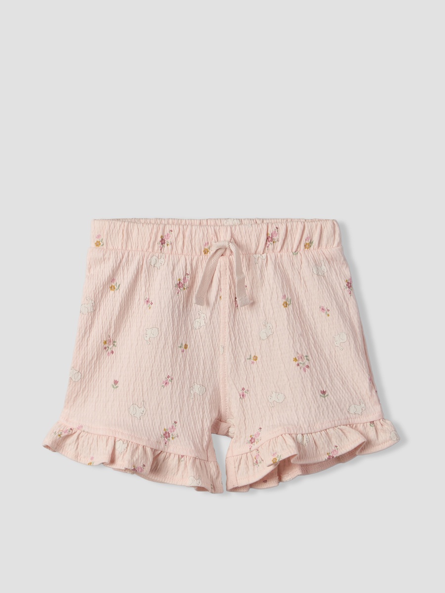 Crew Neck Short Sleeves Top and Shorts Set with Floral Print