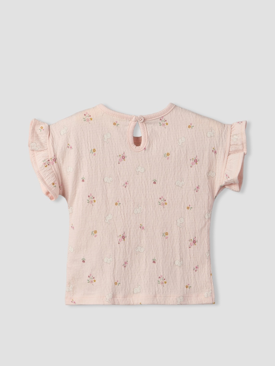 Crew Neck Short Sleeves Top and Shorts Set with Floral Print