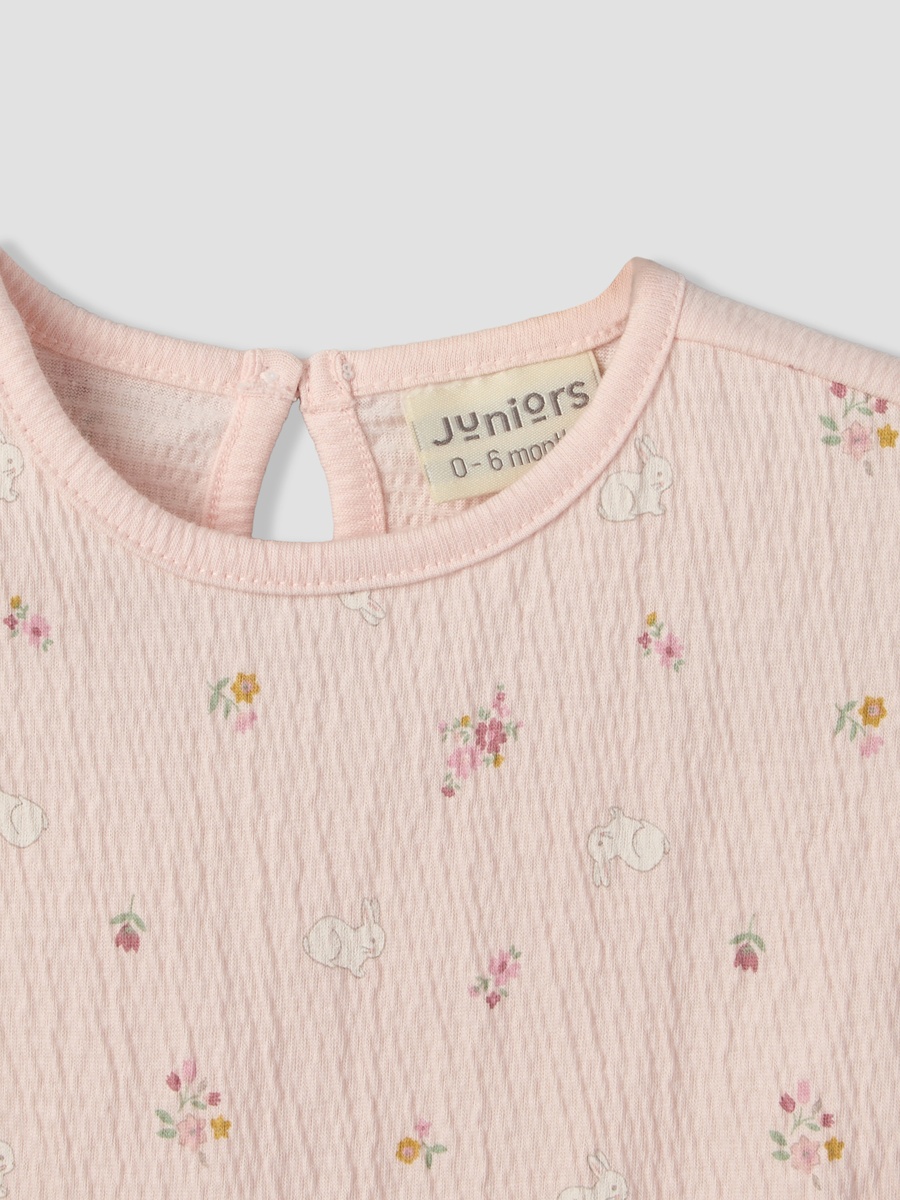 Crew Neck Short Sleeves Top and Shorts Set with Floral Print