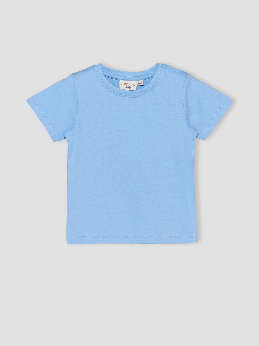 Crew Neck Short Sleeves T-Shirt and Dungaree Set with Elephant Applique