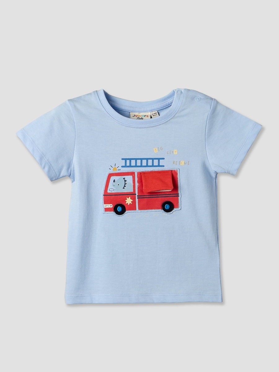 Set of 3 Round Neck Short Sleeves T-Shirt and Shorts Set with Applique Detail