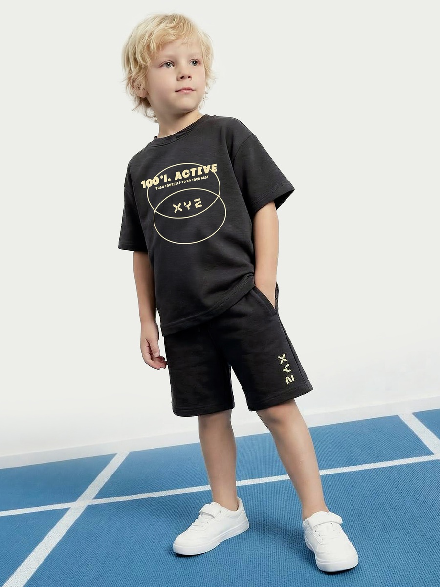 Crew Neck Short Sleeves T-Shirt and Shorts Set with Print