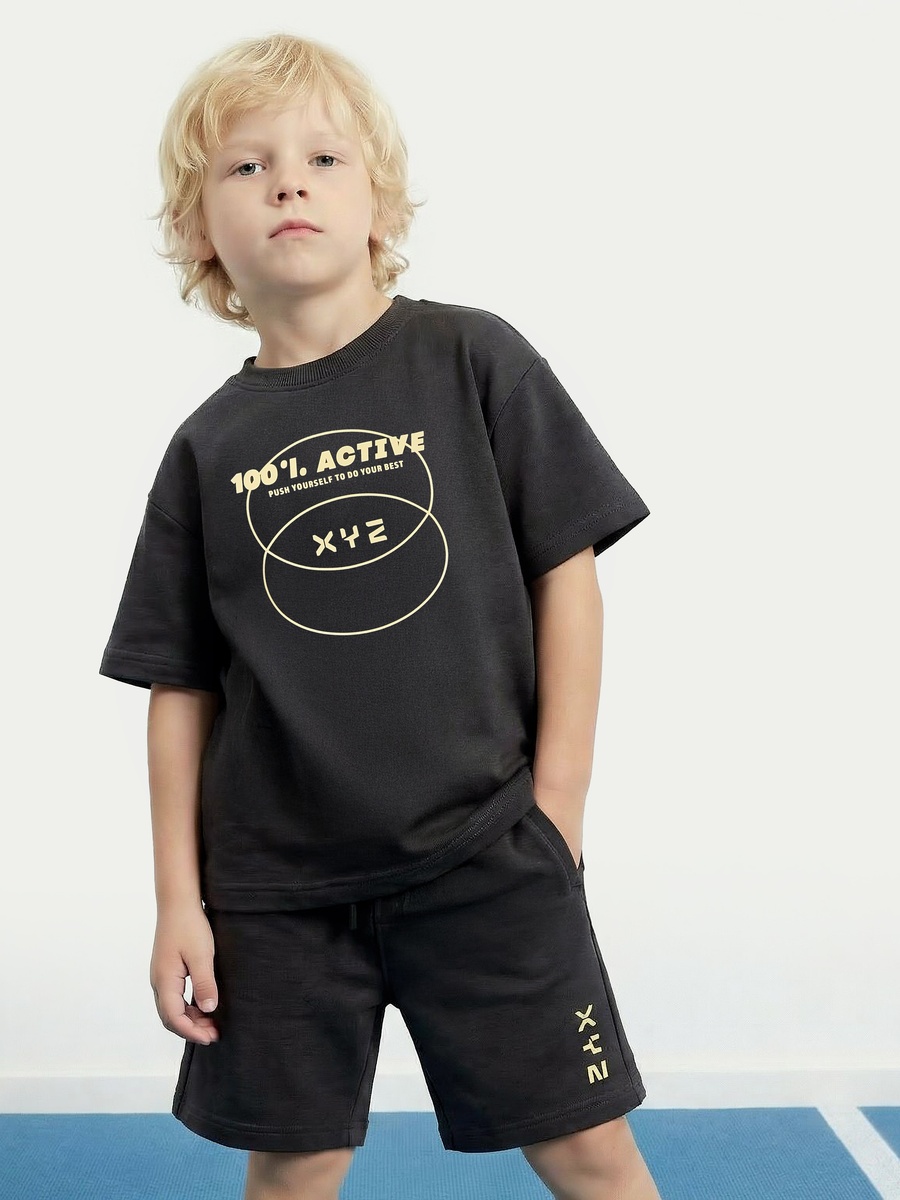 Crew Neck Short Sleeves T-Shirt and Shorts Set with Print