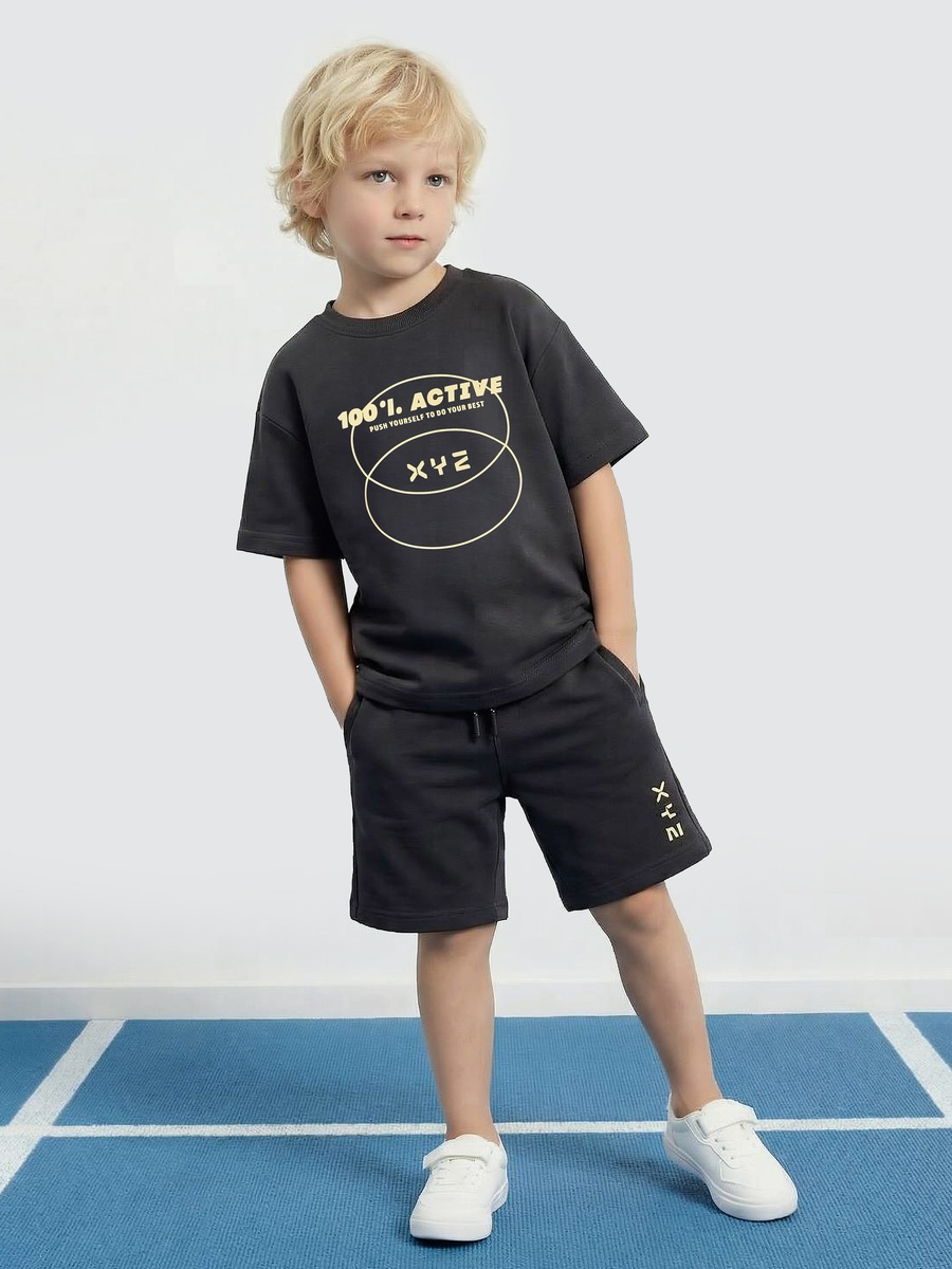Crew Neck Short Sleeves T-Shirt and Shorts Set with Print