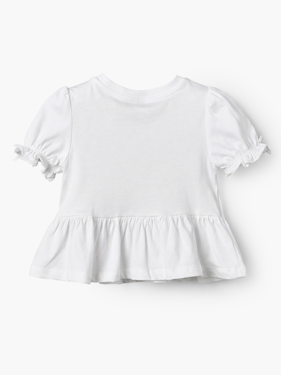 Round Neck Short Sleeves Peplum Top and Shorts Set with Hello Kitty Print