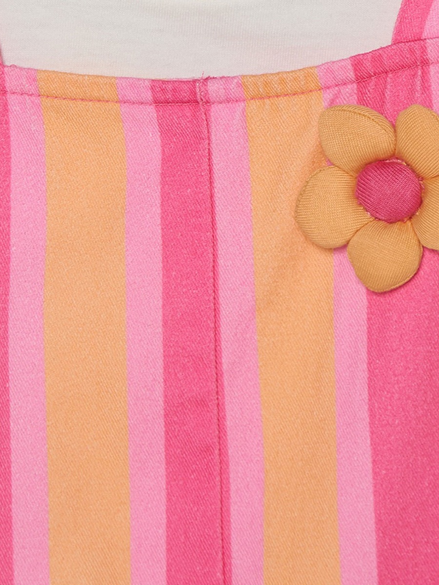 Crew Neck Short Sleeves T-Shirt and Dungaree Set with Stripes