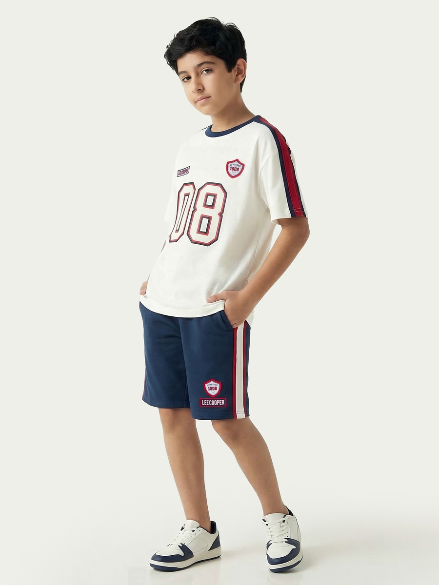 Crew Neck Short Sleeves T-Shirt and Shorts Set with Varsity Print