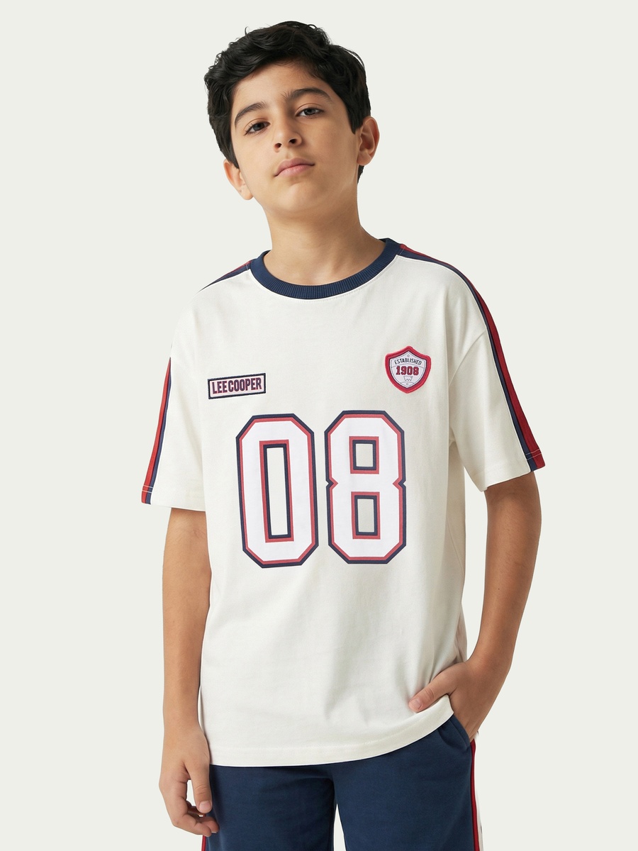 Crew Neck Short Sleeves T-Shirt and Shorts Set with Varsity Print