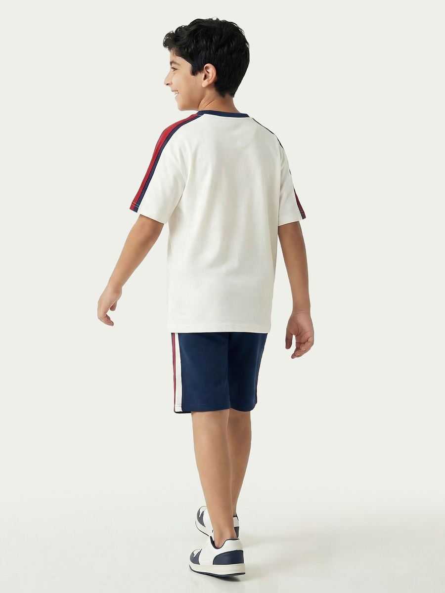 Crew Neck Short Sleeves T-Shirt and Shorts Set with Varsity Print