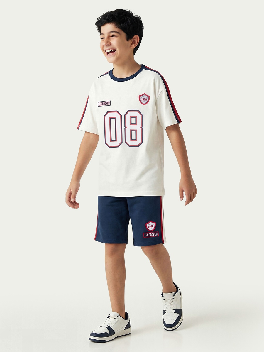 Crew Neck Short Sleeves T-Shirt and Shorts Set with Varsity Print
