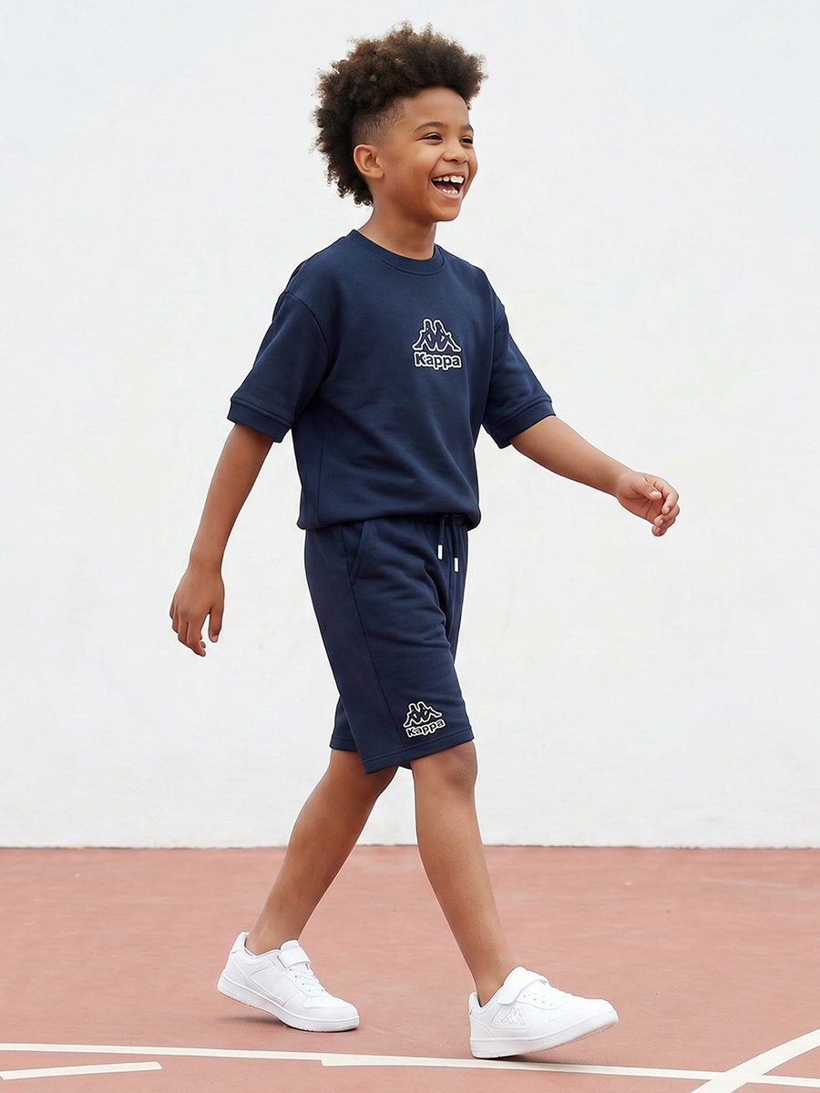 Crew Neck Short Sleeves T-Shirt and Shorts Set with Logo Print
