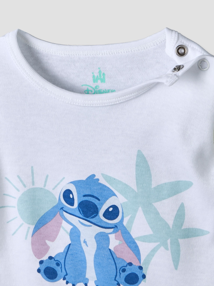 Round Neck Short Sleeves T-Shirt and Shorts Set with Stitch Print