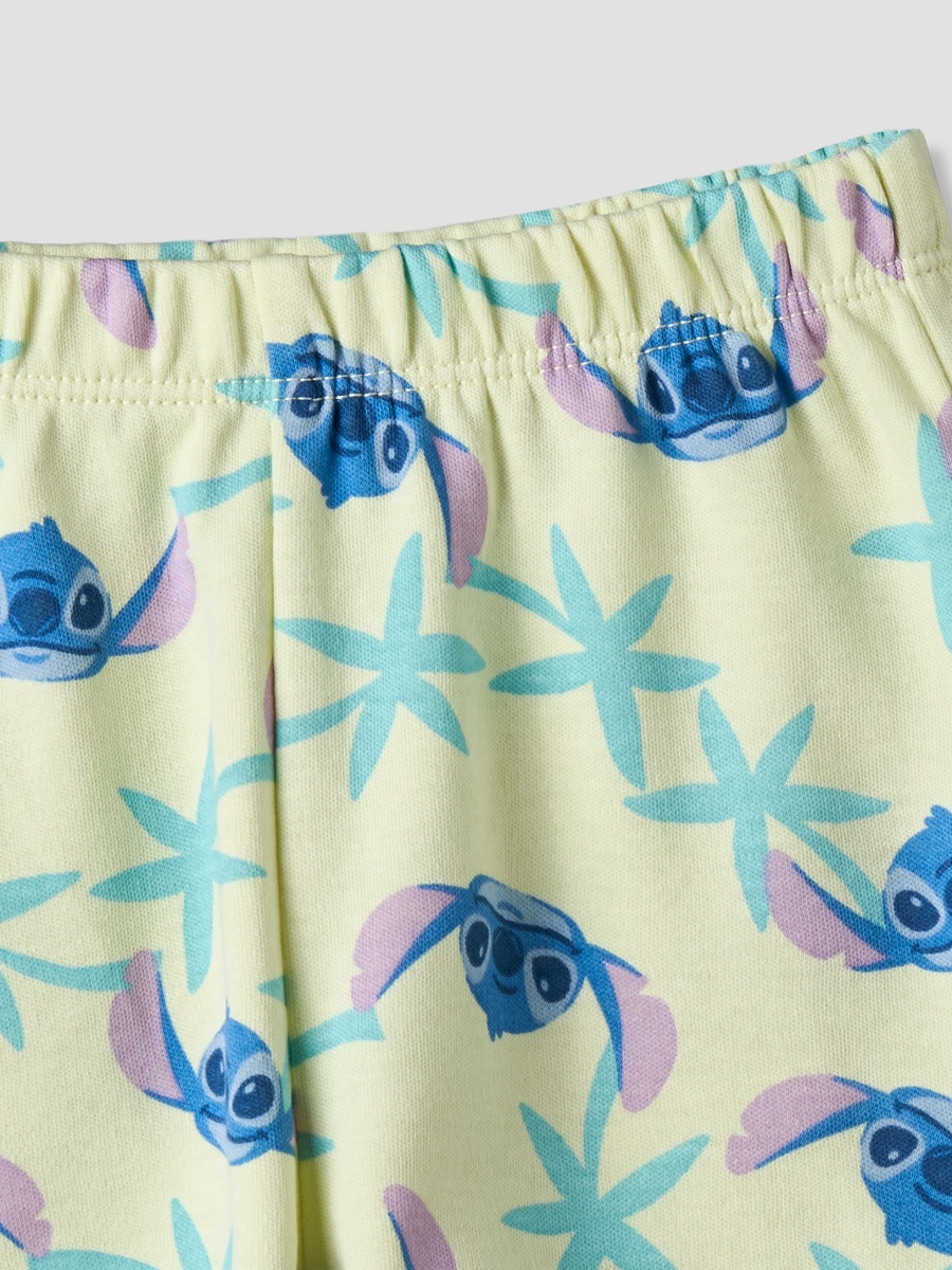 Round Neck Short Sleeves T-Shirt and Shorts Set with Stitch Print
