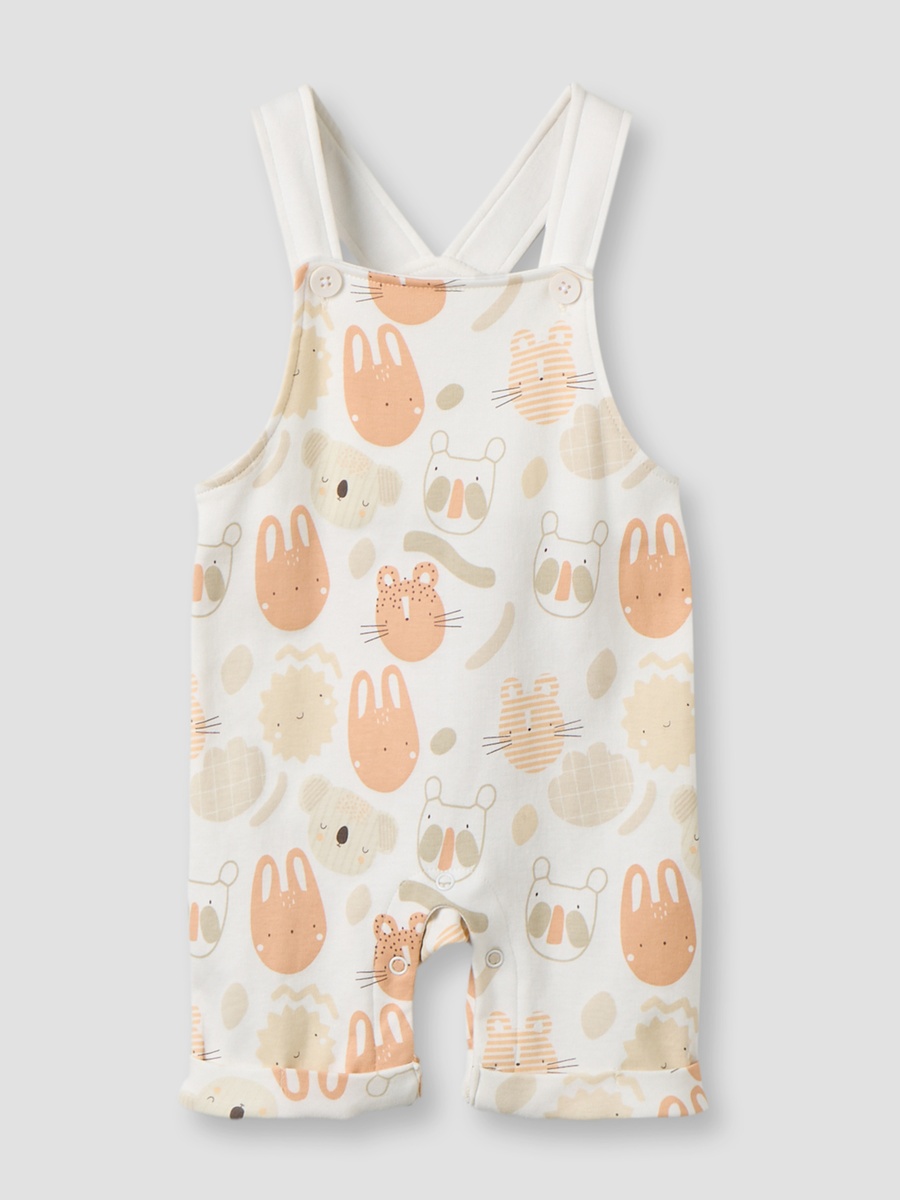 Crew Neck Short Sleeves T-Shirt and Dungaree Set with Snap Button Closure
