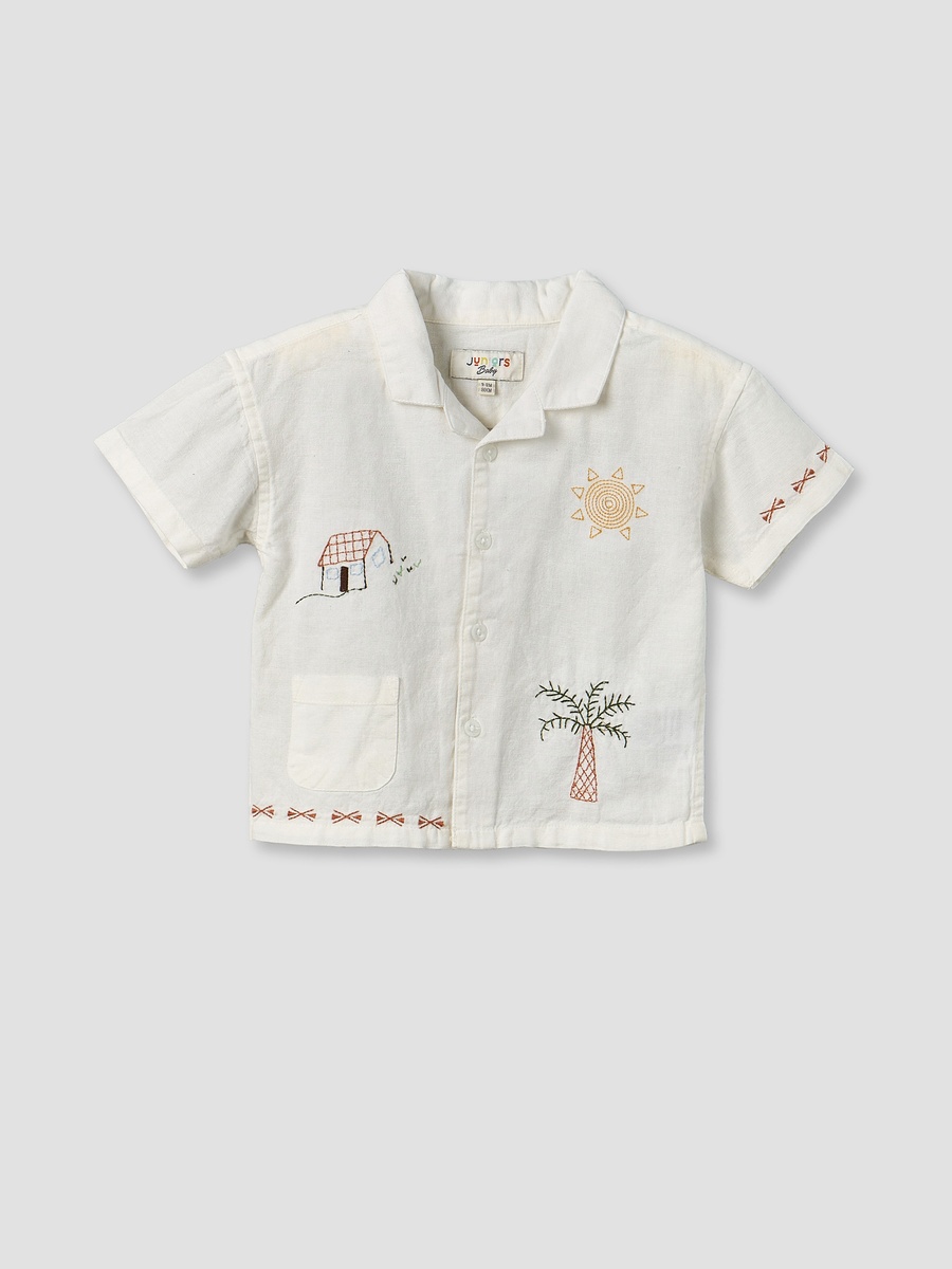 Short Sleeves Shirt with Embroidery