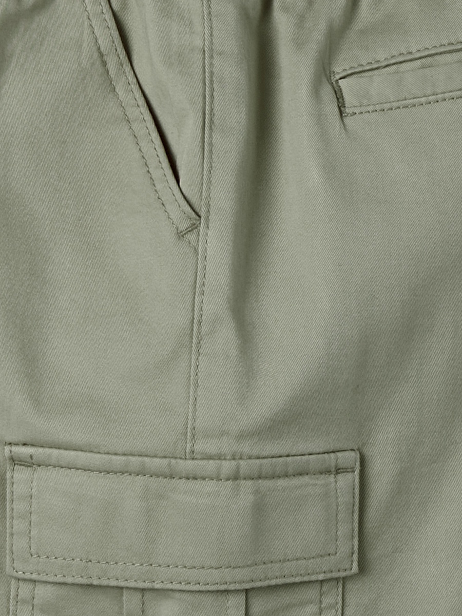 Knee Length Elasticated Drawstring Waist Cargo Shorts with Pockets