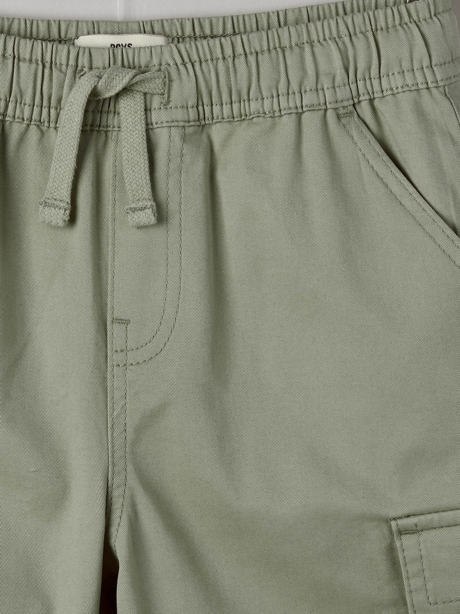 Knee Length Elasticated Drawstring Waist Cargo Shorts with Pockets