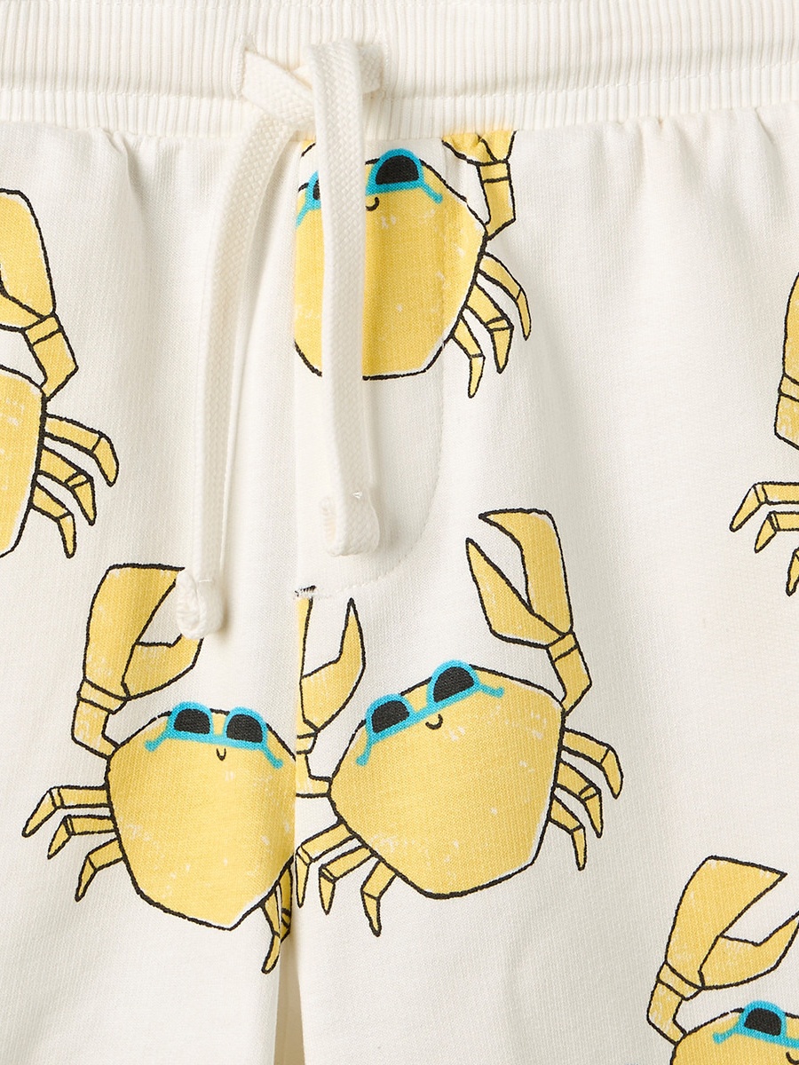 Knee Length Elasticated Drawstring Waist Shorts with Crab Print