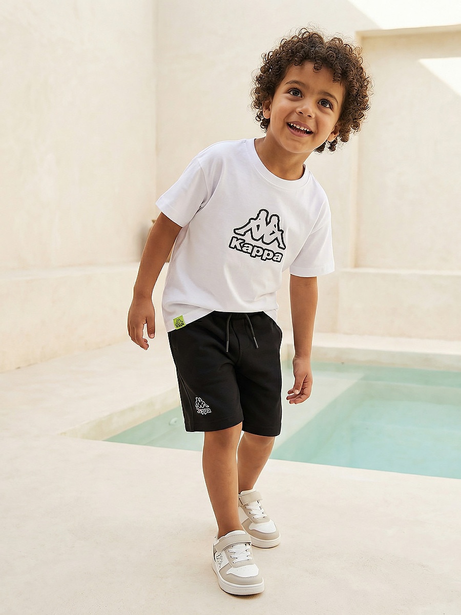 Knee Length Elasticated Drawstring Waist Shorts with Logo Print
