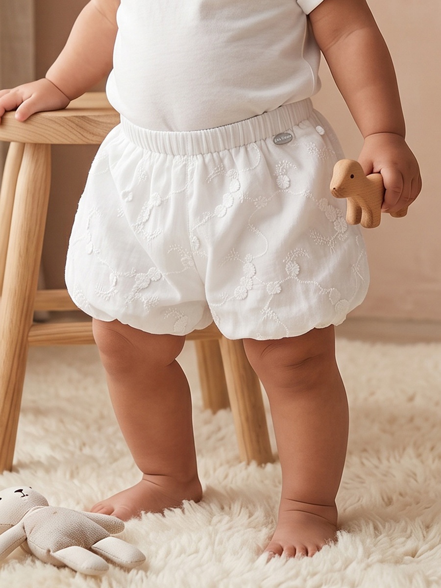 Knee Length Elasticated Waist Shorts with Embroidery