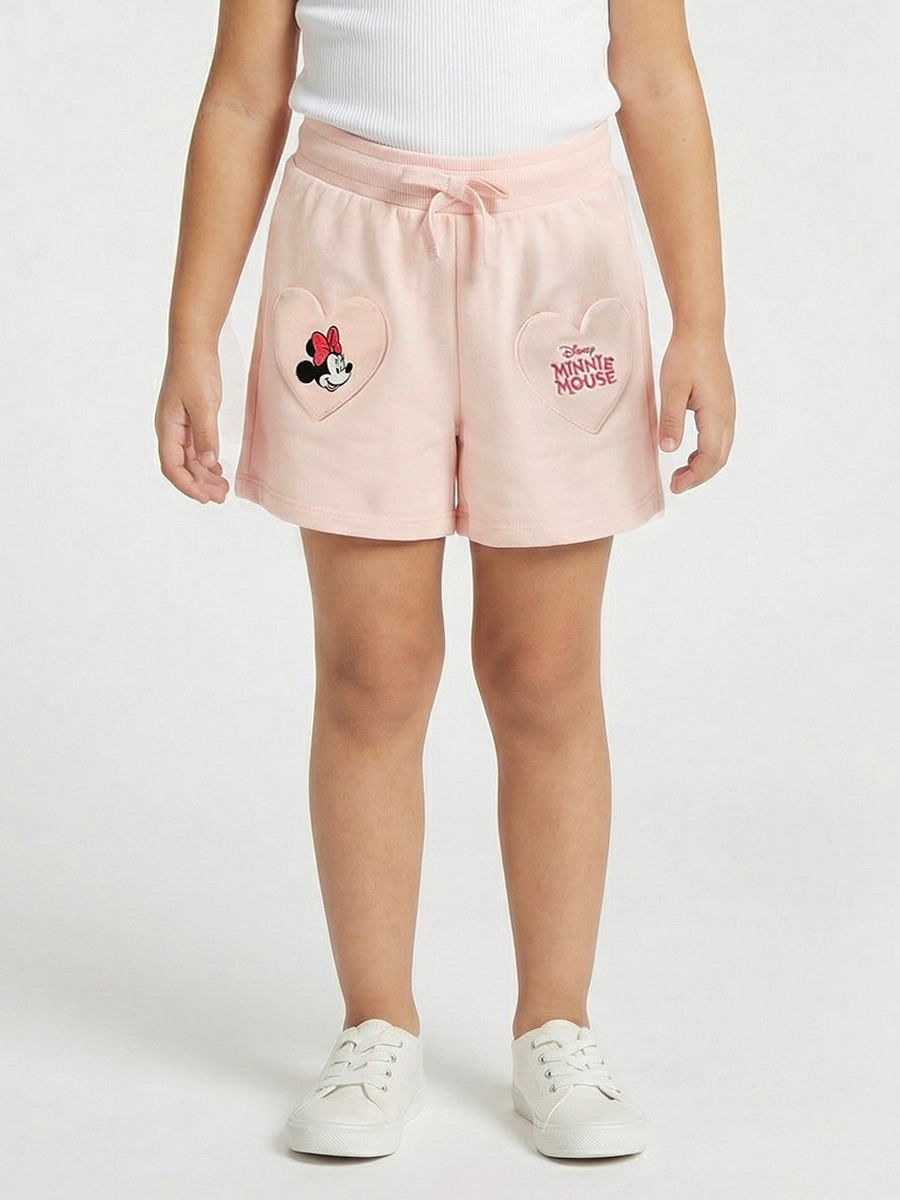 Above Knee Elasticated Drawstring Waist Shorts with Minnie Mouse Heart Pockets