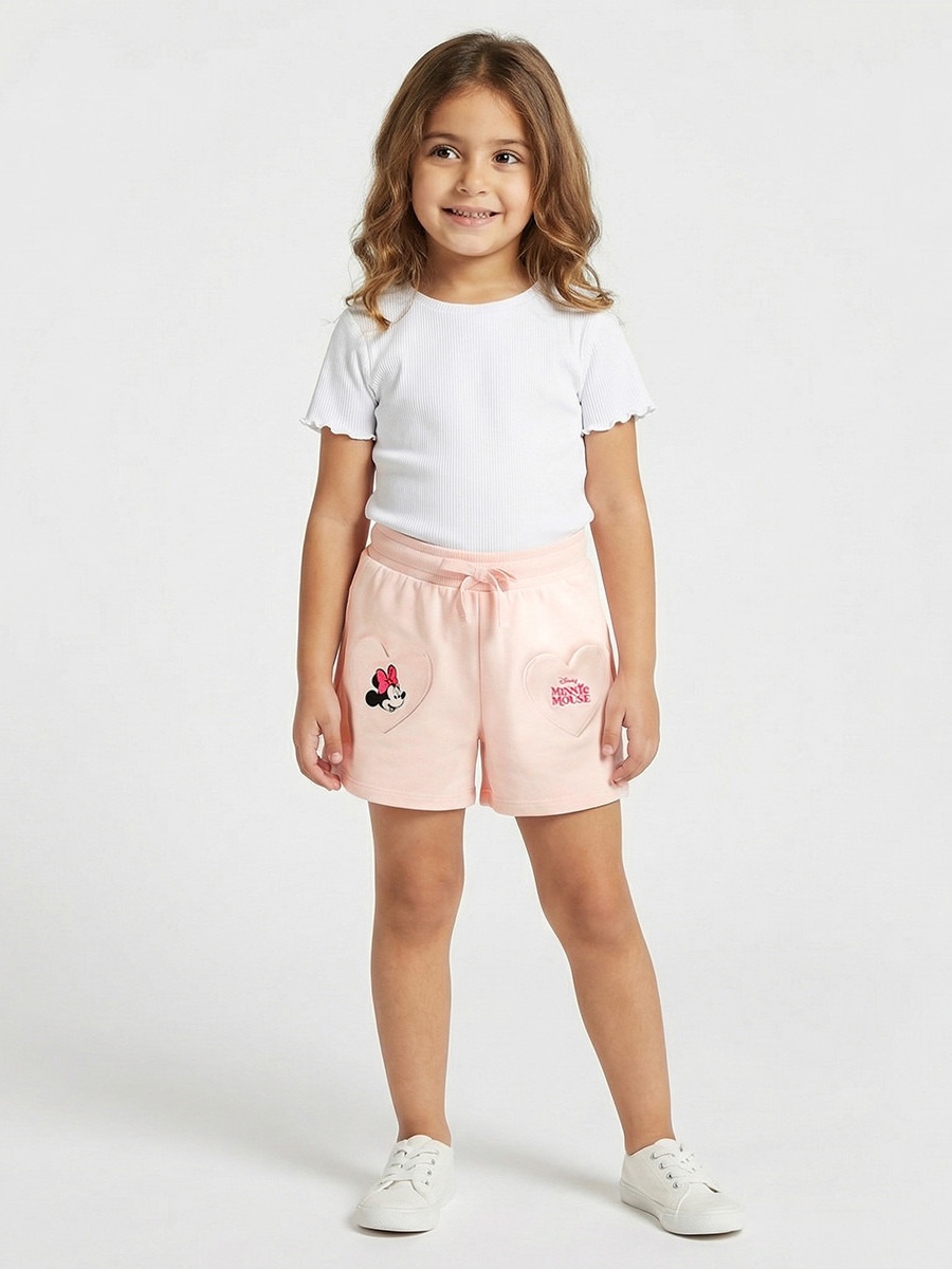 Above Knee Elasticated Drawstring Waist Shorts with Minnie Mouse Heart Pockets