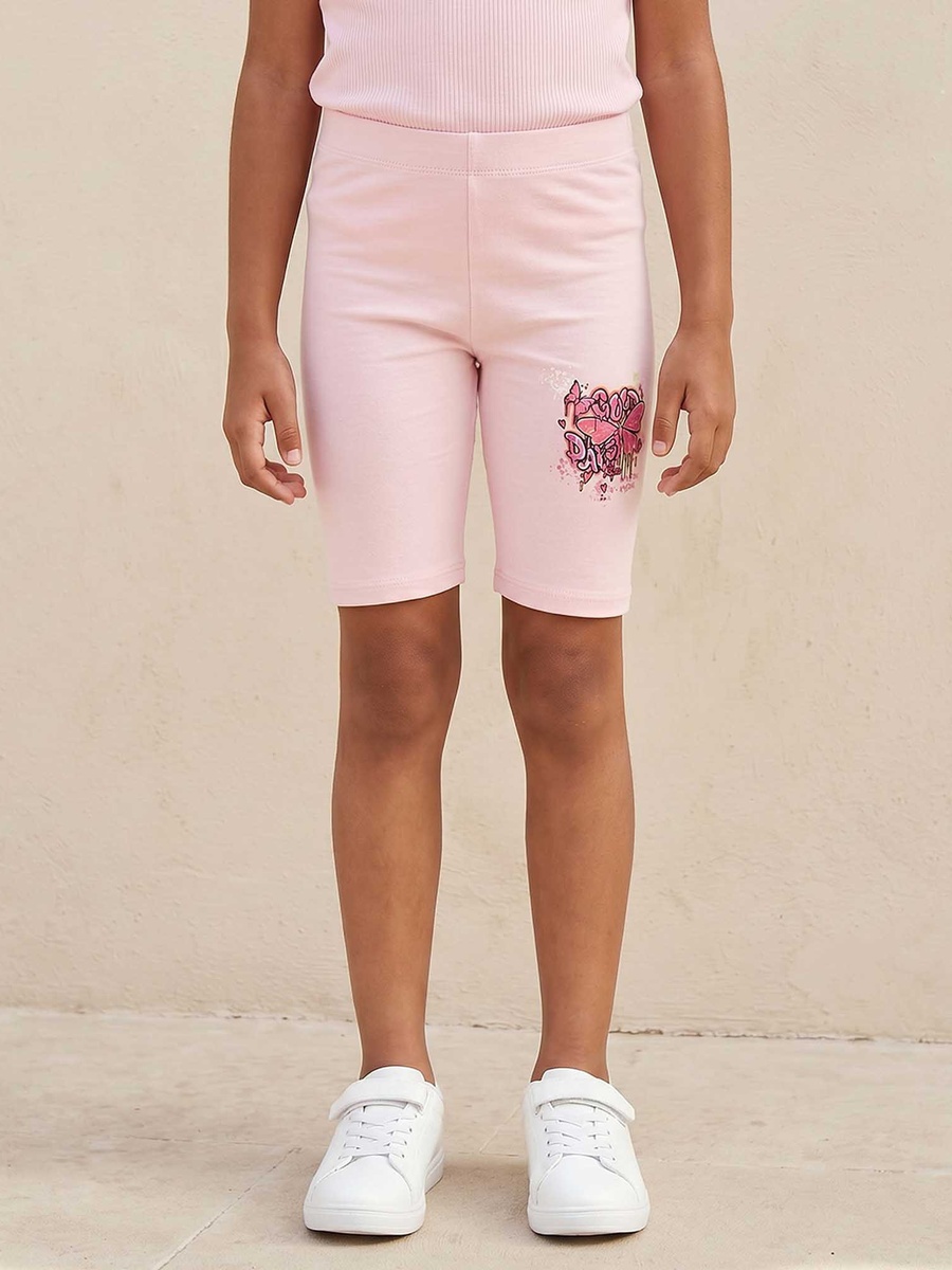 Knee Length Elasticated Waist Shorts with Butterfly Print