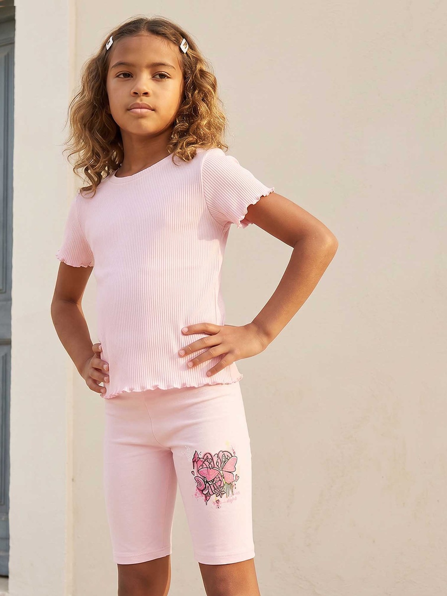Knee Length Elasticated Waist Shorts with Butterfly Print