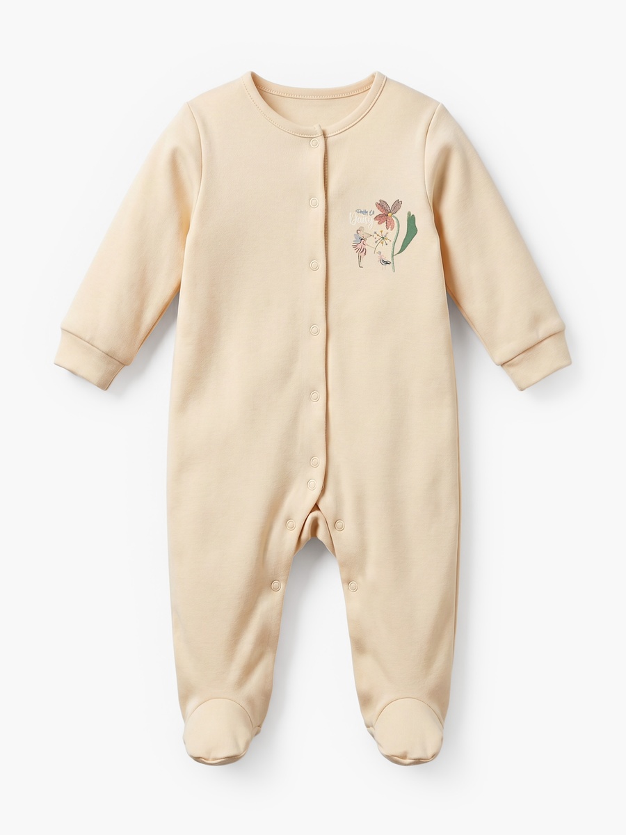 Pack of 3 Cotton Crew Neck Long Sleeves Sleepsuit with Floral Print