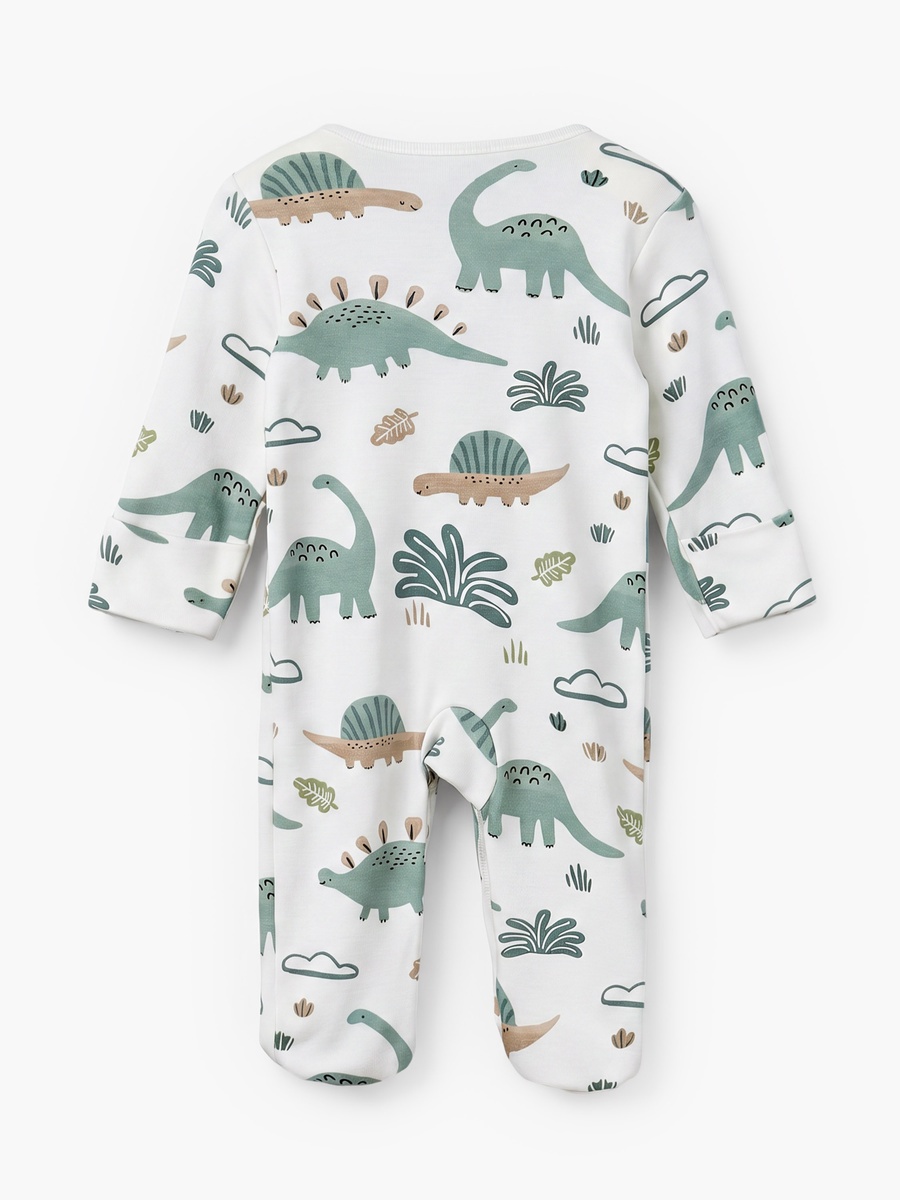 Pack of 3 Cotton Crew Neck Long Sleeves Sleepsuit with Dinosaur Print