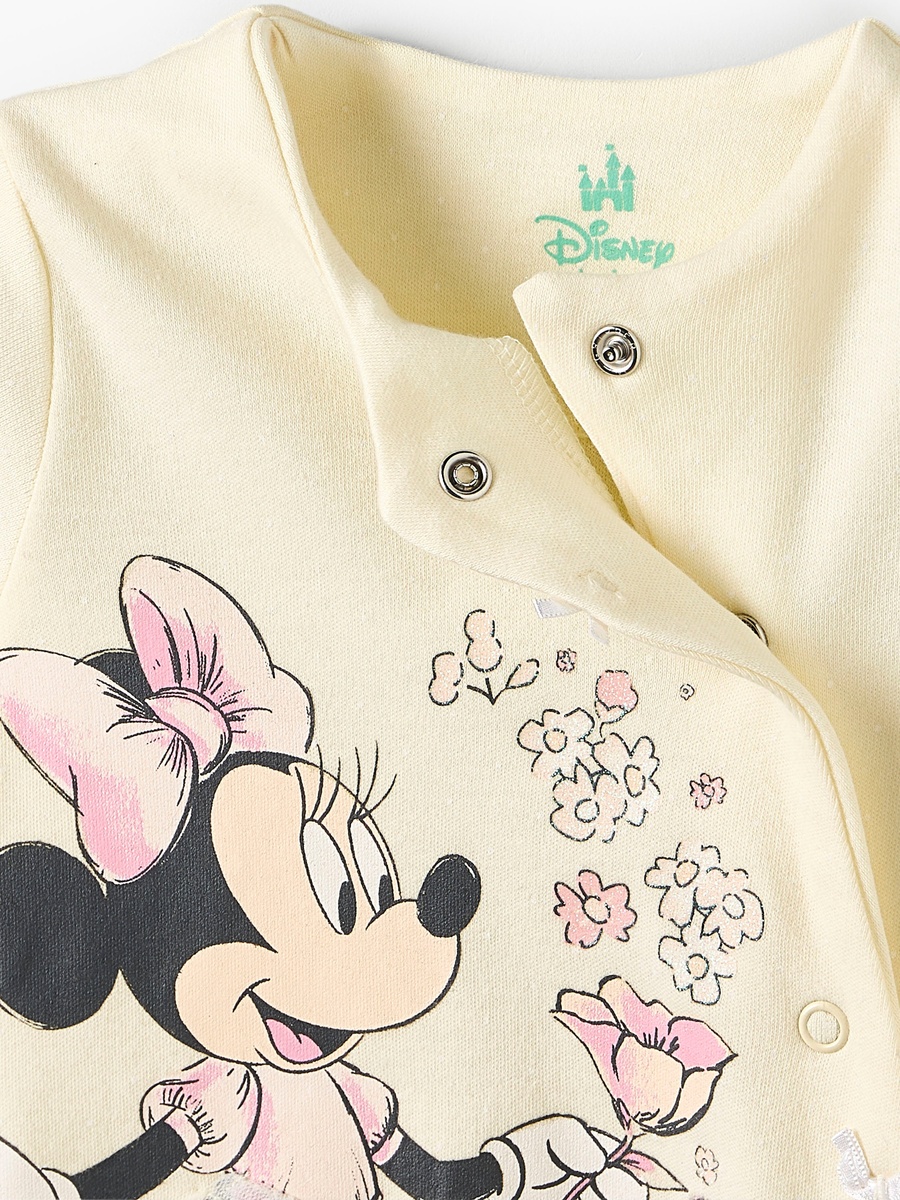 Cotton Crew Neck Long Sleeves Sleepsuit with Minnie Mouse Print