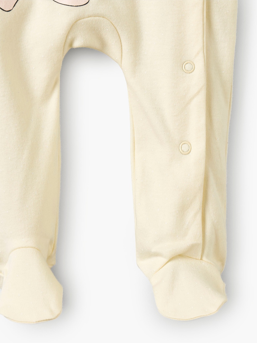 Cotton Crew Neck Long Sleeves Sleepsuit with Minnie Mouse Print