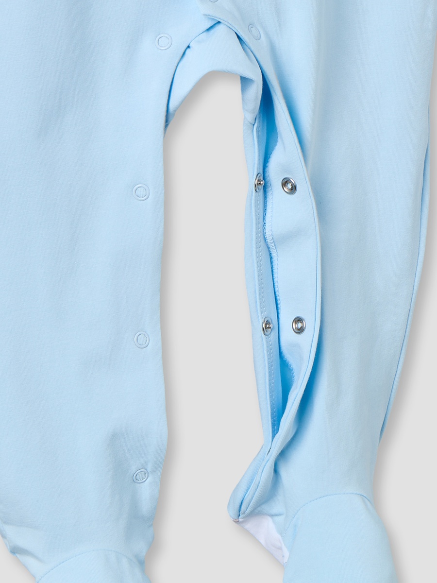 Cotton Round Neck Long Sleeves Sleepsuit with Snap Button Closure