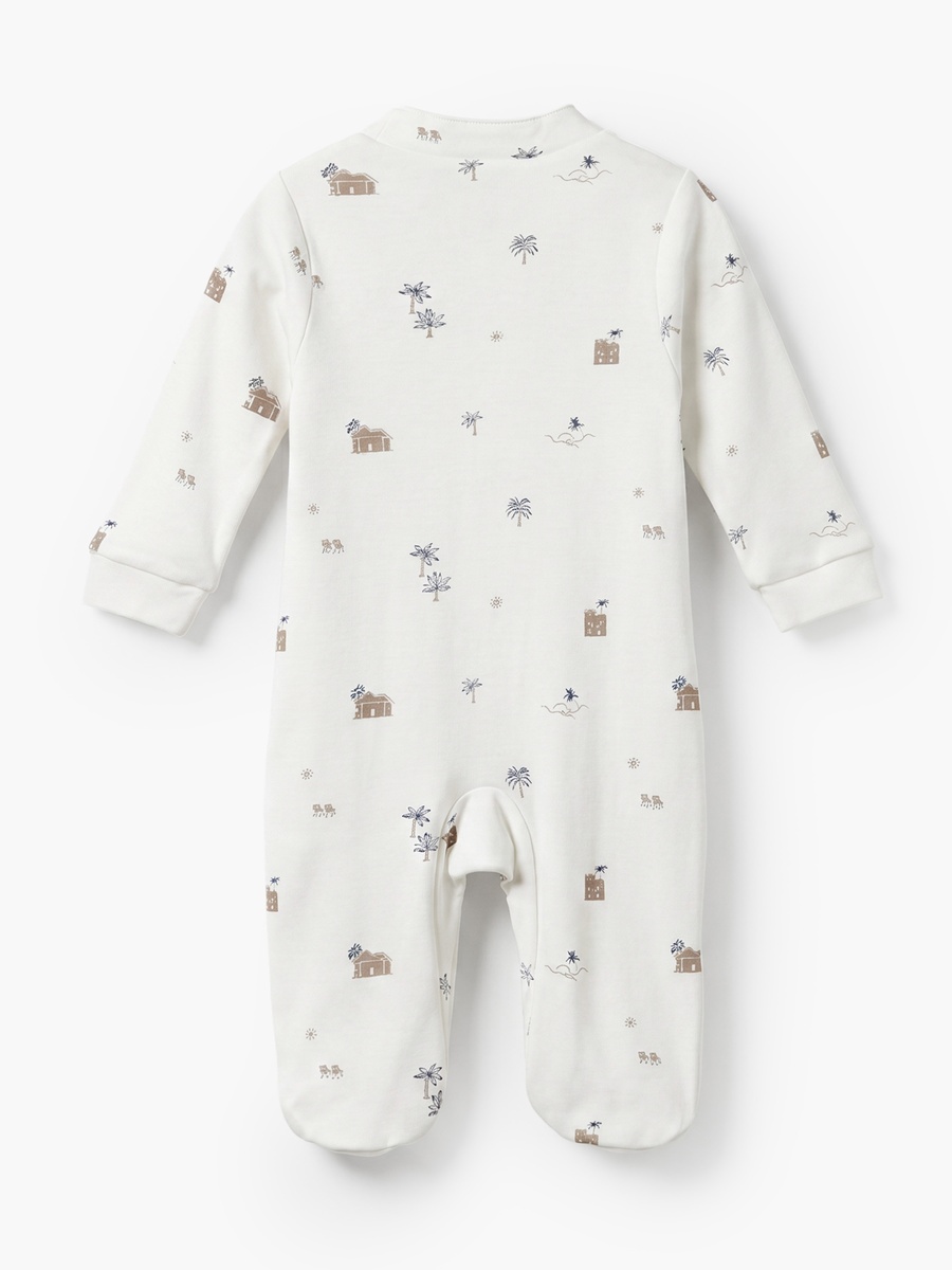 Mandarin Collar Long Sleeves Sleepsuit with Fun Print