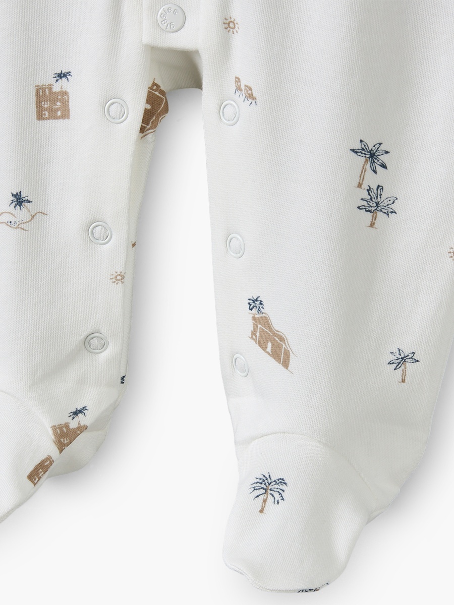 Mandarin Collar Long Sleeves Sleepsuit with Fun Print