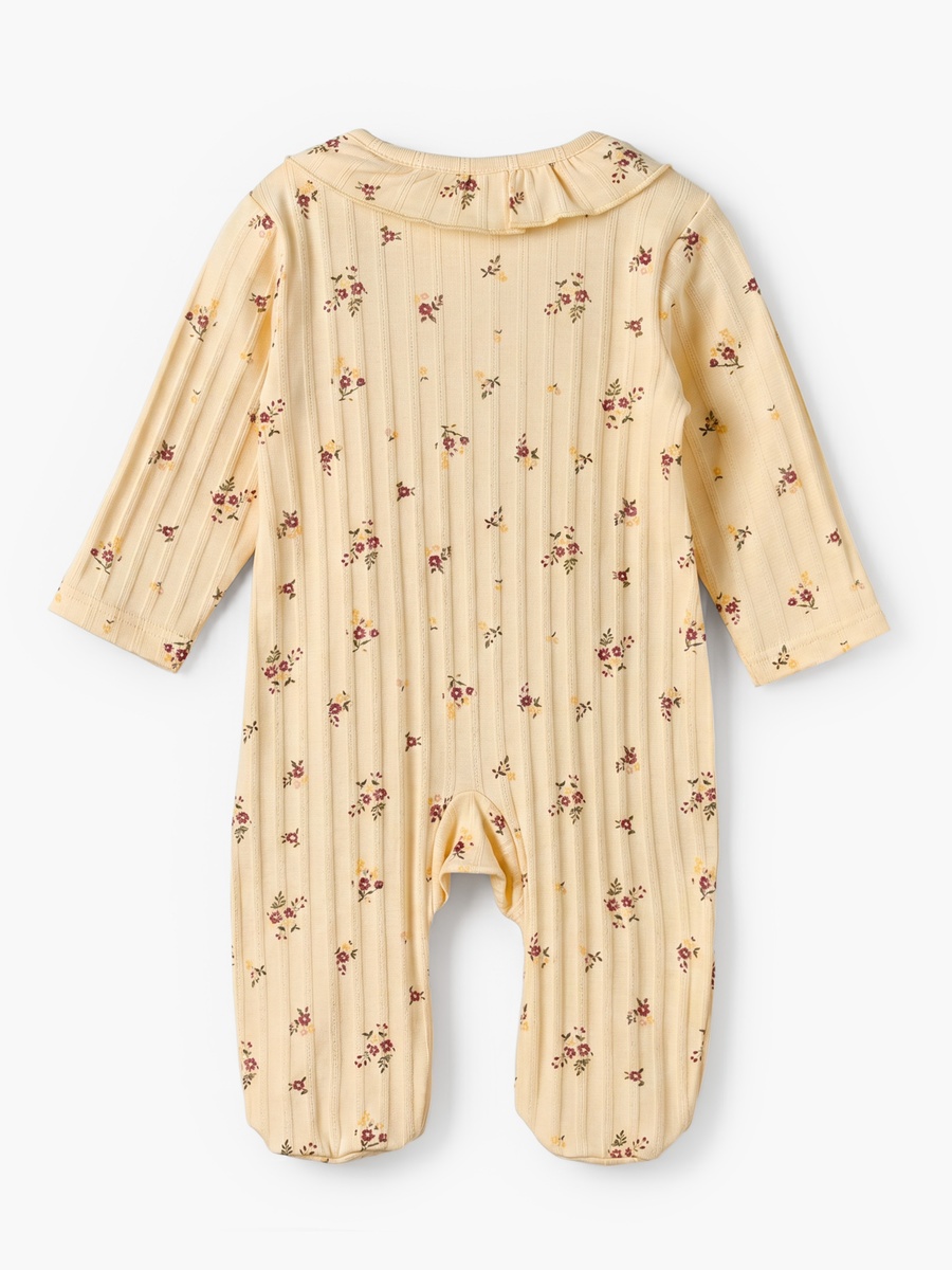 Cotton Round Neck Long Sleeves Sleepsuit with Floral Print