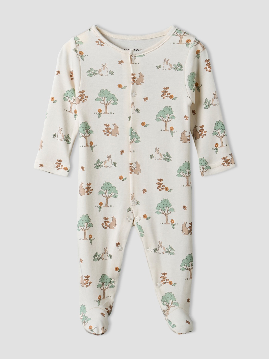 Pack of 3 Round Neck Long Sleeve Sleepsuit with Bunny Print