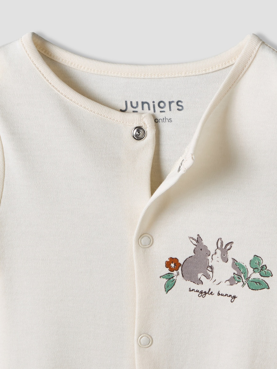 Pack of 3 Round Neck Long Sleeve Sleepsuit with Bunny Print