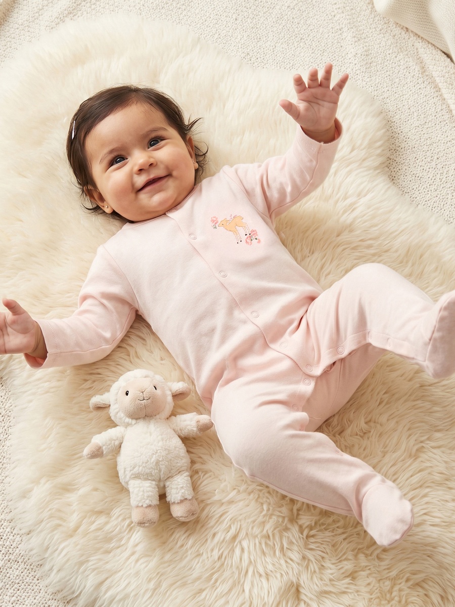 Pack of 3 Round Neck Long Sleeve Sleepsuit with Assorted Print