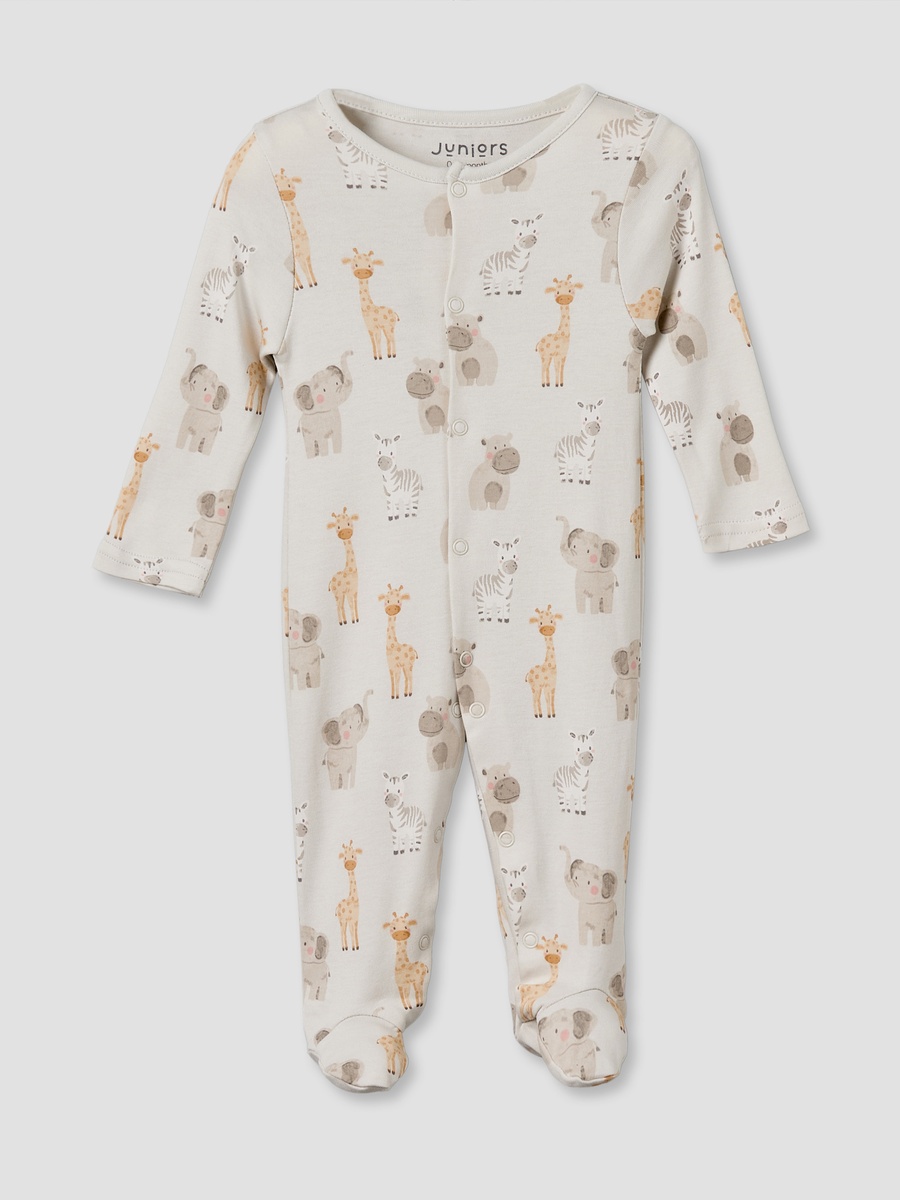 Pack of 3 Round Neck Long Sleeves Sleepsuit with Button Closure