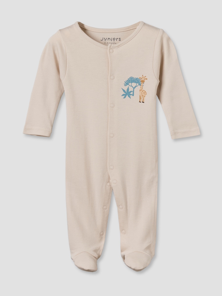 Pack of 3 Round Neck Long Sleeves Sleepsuit with Button Closure