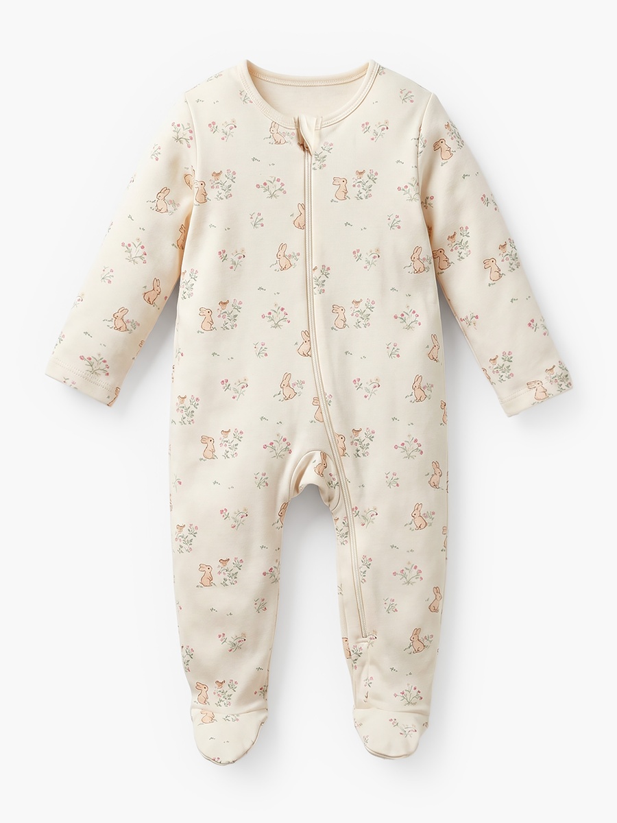 Pack of 5 Cotton Round Neck Long Sleeves Sleepsuit with Assorted Print