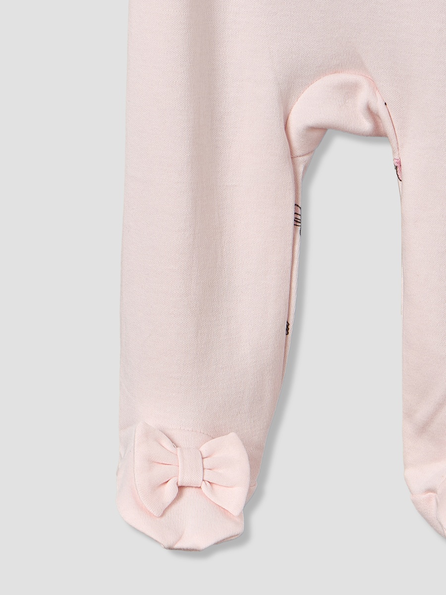 Cotton Crew Neck Long Sleeves Sleepsuit with Minnie Mouse Applique